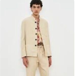 Massimo Alba Cream Jacket with Label Detail